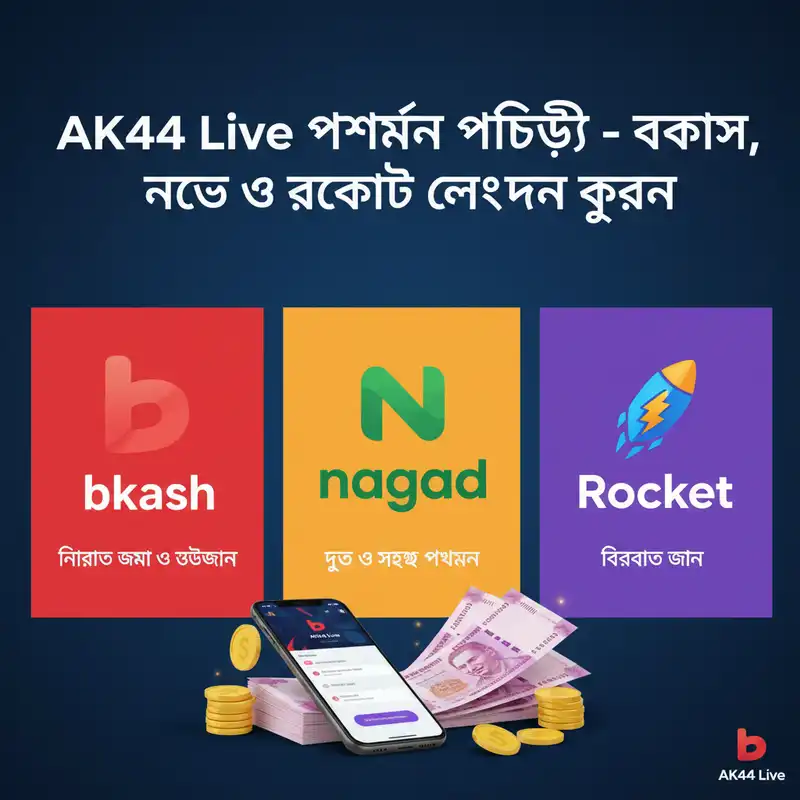 AK44 Live পেমেন্ট পদ্ধতি বিকাশ নগদ ও রকেট